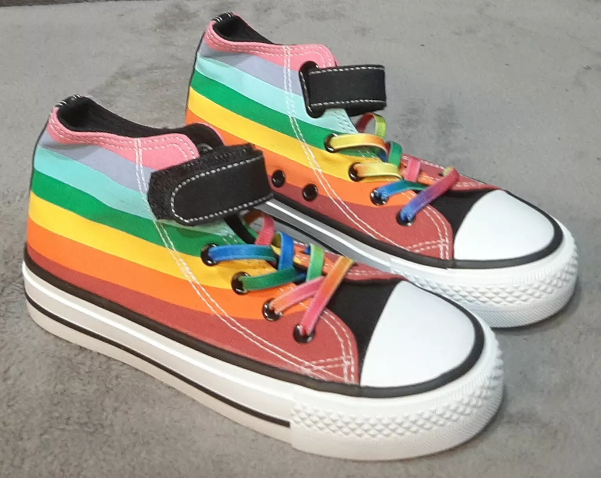 Converse Style Chuck Taylor Style Rainbow High Top Canvas Sneakers Shoes 2 | eBay