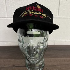 VTG Winston Racing Team Mens Baseball Cap Hat Black Logo Embroidered Adjustable