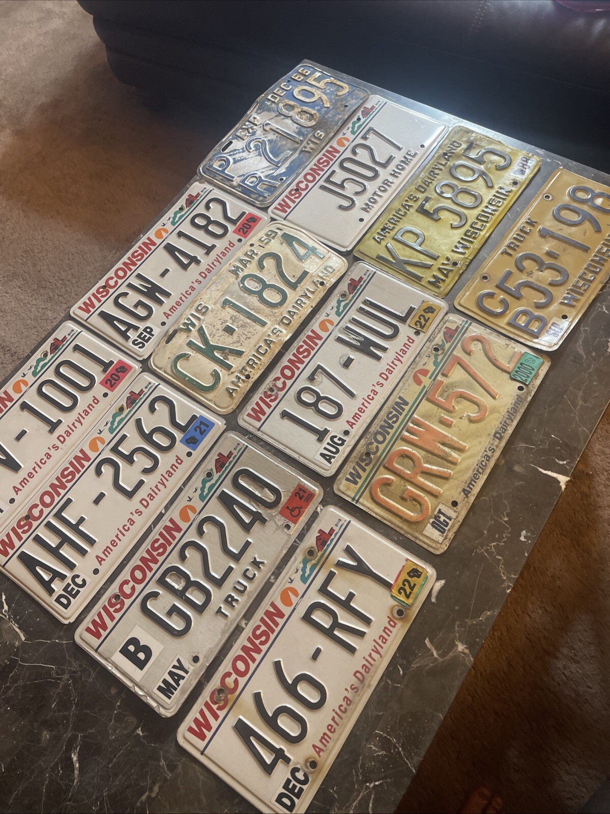 lot of 12 Vintage Wisconsin License Plate Collectors Man Cave Garage Wall Decor