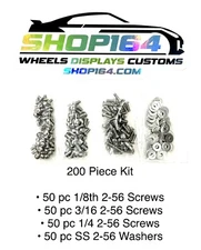 200 Piece Set 2-56 Hex Drive Button Head Screws + Washers Kit for Hot Wheels