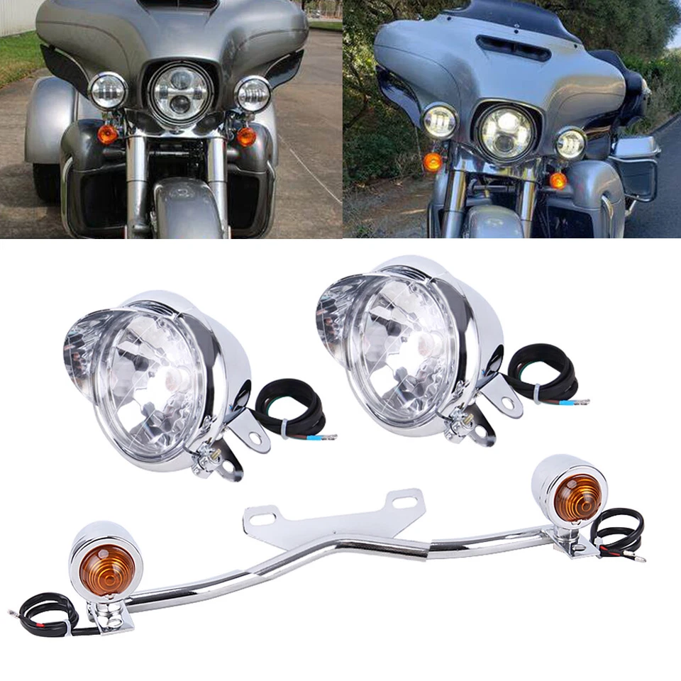 Passing Turn Signal Driving Fog Lamp Spot Light w/ Bar Kit For Honda Shadow USA Foto 4 de 4