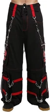 Black & Red Pocket Gothic Pant Alternative Punk Rock Handmade Trouser Short