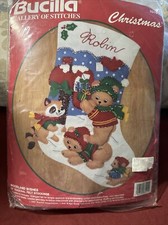 Bucilla Stocking Felt Kit Woodland Wishes Christmas Bears 15" Diagonal