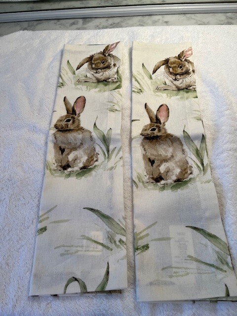 Pottery Barn Pasture Bunny Serviettes | Napkins - Set of 2 TWO  NEW