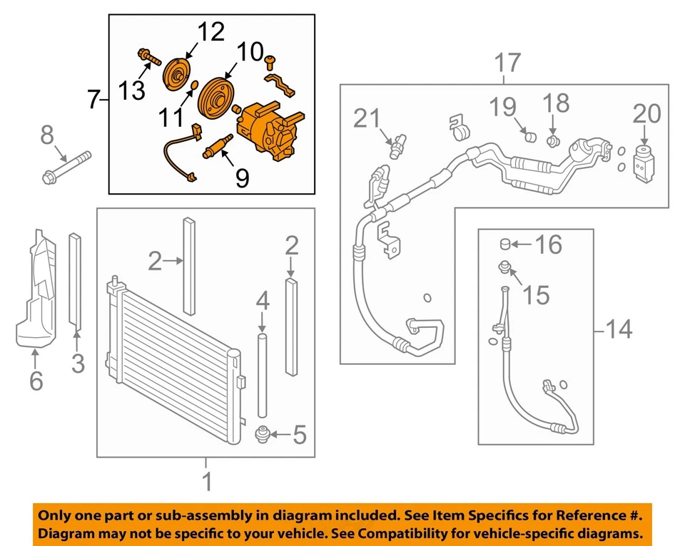Компрессор переменного тока 2,0 л EX автоматический от оригинального производителя 2014 2015 2016 Kia Forte - Изображение 3 из 4