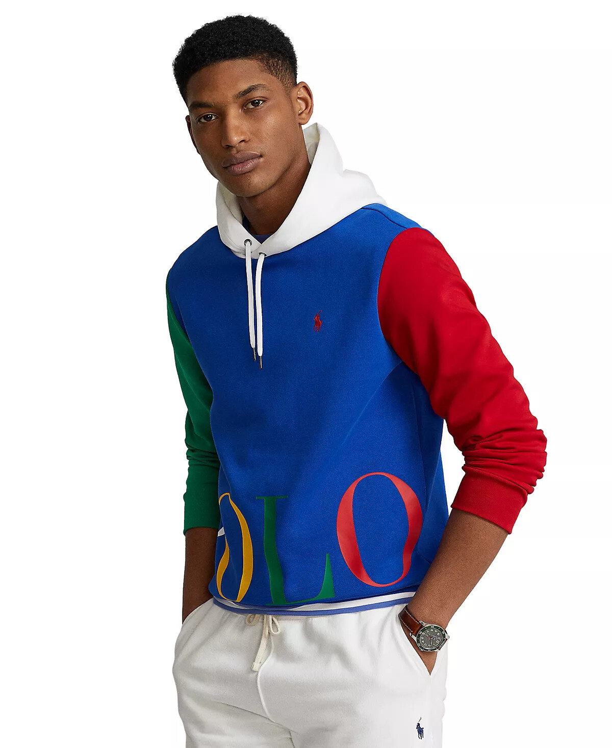 polo sport color block fleece hoodie