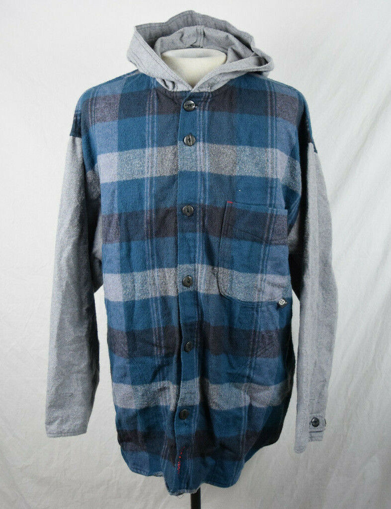 Vintage 90s GOTCHA Button Up L/S Flannel Hoodie Large Multi Vintage 90s GOTCHA Button Up L/S Flannel Hoodie Large Multi