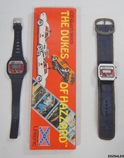 2 Vintage Dukes of Hazzard LCD Quartz Watches - 1 Box, 1 Daisy Denium Band
