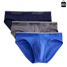 Men's 3-Pack Cotton Stretch No Show Briefs - Moisture Control Contour Pouch