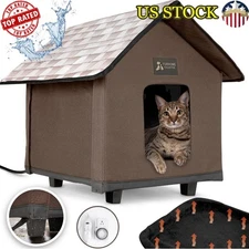 Indoor Heated Cat House for Elevated Waterproof/Insulated Warm/Dry Pets US