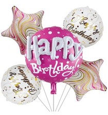 5 Piece Pink 3D Letter Happy Birthday Balloon Set - FREE SHIPPING