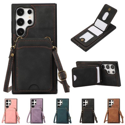 Fr Samsung Galaxy S25 S24 S23 S22 S21 S20 Wallet Case Crossbody Back Stand Cover
