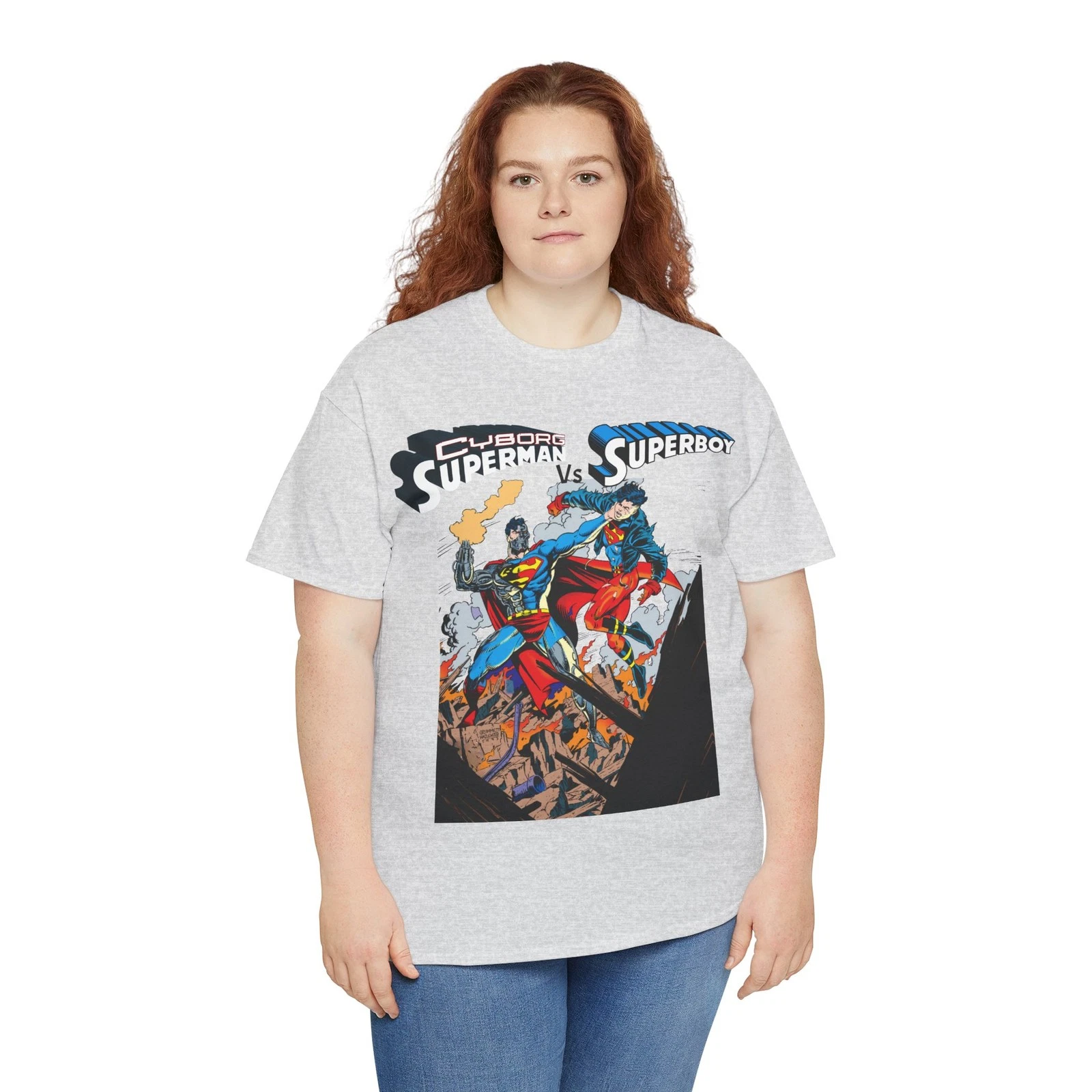 Cyborg Superman Vs Superboy T-Shirt - Tom Grummett Art - DC Comics