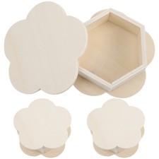  3 Pcs Pretty Storage Boxes with Lid Material Unfinished Wood Small Craft