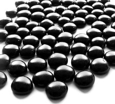 80x Black Glass Pebbles 17–20mm | Vase Fillers, Wedding, Aquarium, Garden, Craft