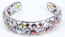 Sterling Silver Ladies Multi-Stone Cuff Bracelet