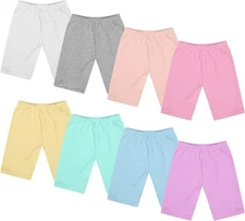 Boyiee 8 Pack Girls Toddlers Bike Shorts Knee Length 2-3T, Exquisite Color 