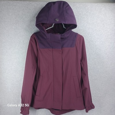  Lululemon Studio Softshell Coat Women Size 0 Jacket Zinfandel Full Zip Hooded