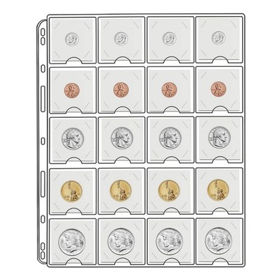 Coin Sleeves for 2x2 Coin Flips,10 Sheets Coin Flip Page,Coin Collecting Coll...