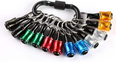 12Pc Portable Bit Holder Key Chain, 1/4 Inch Hex Shank Screwdriver Bit Clip for