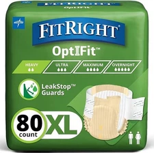 80 Ct Medline FitRight Extra+ Adult Diapers XL Disposable Incontinence Briefs,