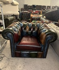 Chesterfield Harlequin Patchwork Real Leather Club Chair 2 Available