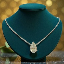 GIA Certified 3 Cts Pear Shape F/VS1 Natural Diamond Solitaire Necklace 14K Gold