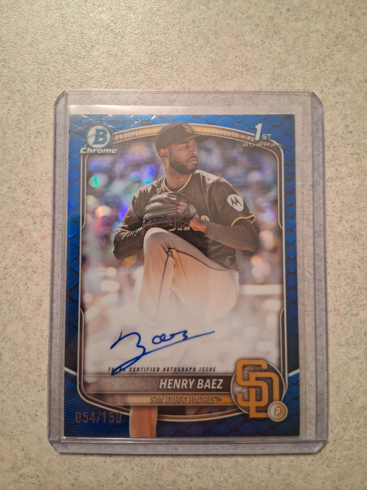 2025 Bowman Chrome - Henry Baez - Blue Reptilian 54/150 Auto - 1st Bowman
