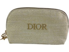 Dior Beauty Gold Glitter Make-Up Bag Polyester Lined Travel Pouch (B)