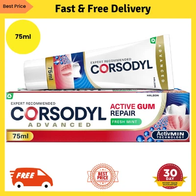 BRANDED Corsodyl Active Gum Repair Toothpaste for Bleeding Gums, Fresh Mint, 75ml UK