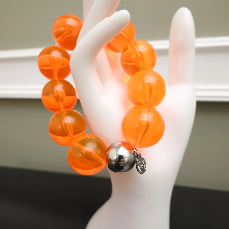 Pulsera Tarina Tarantino Tokyo Hardcore Lucite neón naranja cuentas redondas firmadas Foto 2 de 4