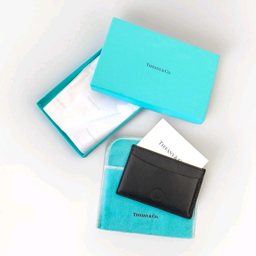 Tiffany & Co. Card Case Holder Black Leather Wallet All Original Packaging New