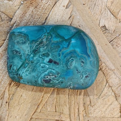 53 carat Ray Mine Silicated Chysocolla with Gem Silica zones cabochon