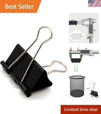 Strong 24 Count Black Binder Clips, 1.6-Inch - Rust-Resistant Steel Clips