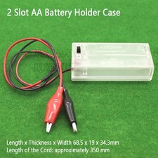 2 Slot AA Battery Holder Case Box Enclosed with Crocodile Clip Test Wire Switch