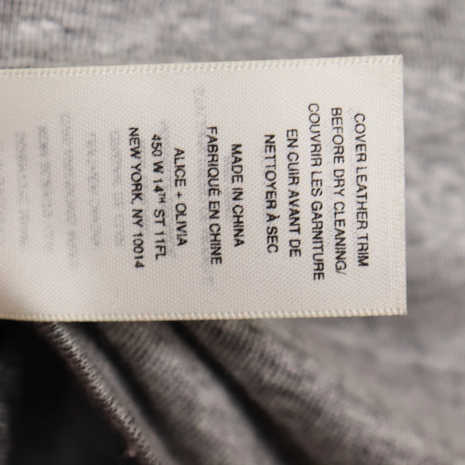 Alice + Olivia Kassie Tank Top Linen Blend Cowl Back Gray Casual Leather Trim - Image 4 of 4