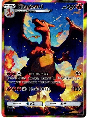 CHARIZARD-INCINERATE Full Art Style Custom Card Fan Art keine Originalkarte