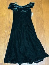  Ralph Lauren Green Velvet Off-Shoulder Midi Dress Size 16 Formal Evening NWT