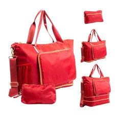 Large Travel Bag - Foldable & Expandable Carry On Bag With Shoe Compartment, ...