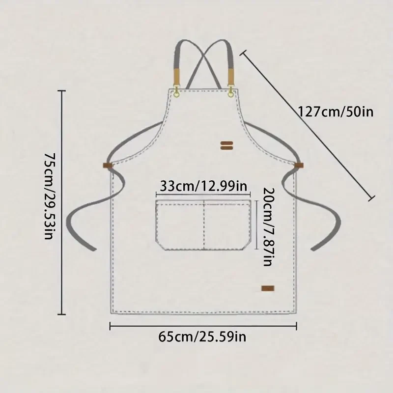 Delantal resistente al agua con correas y bolsillos ajustables - Repelente a manchas, Dura Foto 3 de 4