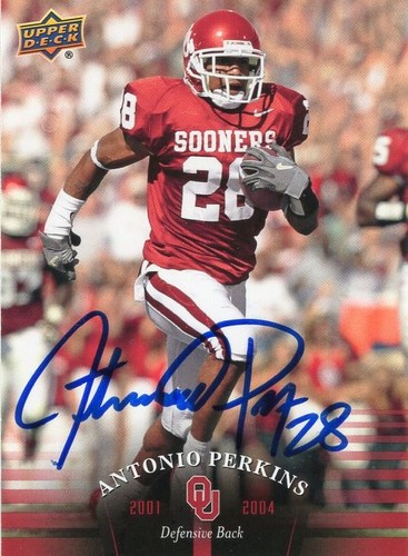 Antonio Perkins Upper Deck University Oklahoma Sooners OU Signed Autograph Card