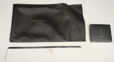Yves Saint Laurent Beaute LIBRE YSL Logo Black Gold Leather Choker Bracelet