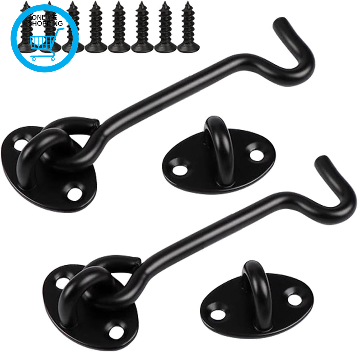 2 Pack Hook and Eye Latch, Stainless Steel Heavy Duty Door Lock, Sliding Door Ho