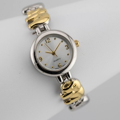 Two-Tone Elephant Bracelet Quartz Analog Women's Watch Sz. 6 1/4'' New Battery