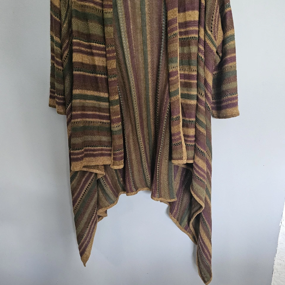 Cárdigan suéter Lauren Ralph Lauren para mujer talla única tejido a rayas lino seda Foto 3 de 4