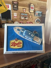Stroh's Beer Sign Vintage Welcome Aboard Boat With New LED Switch Light.