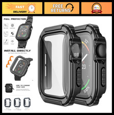 2 Pack Rugged Case for Apple Watch 40mm SE/6/5/4  Tempered Glass Protector, Sho