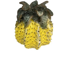 Art Studio Pottery Ceramic Prickly Pineapple Fruit Vase Candle Holder Sculpture 