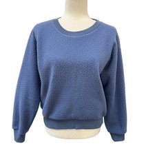 Everlane ReNew Teddy Fleece Oversized Crewneck Sweatshirt Blue Womens Small S