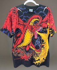 Liquid Blue Men's Vintage Graphic Tee XL Short Sleeve Dragon Knight 1993 Black
